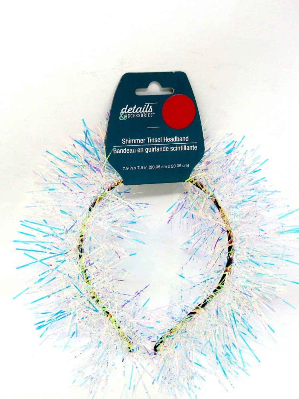 Glittery Christmas Headband October Pink Tinsel White Iridescent Shimmer
